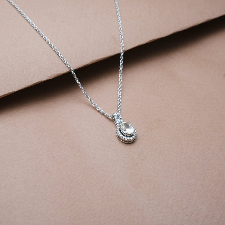 Silver Yellow Double Halo Chain pendant - tassyasilver.com