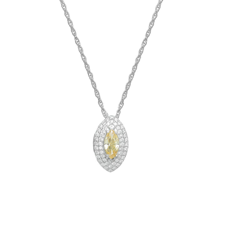 Silver Yellow Marquise Glow Chain Pendant - tassyasilver.com