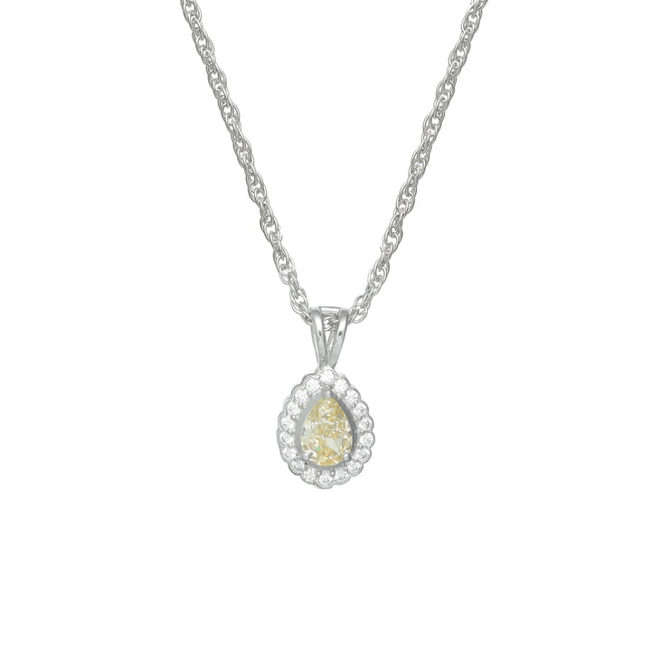 Silver Yellow Teardrop Halo Chain pendant - tassyasilver.com