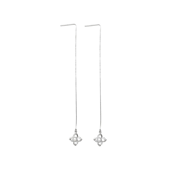Snow Pearl Threader Earrings - tassyasilver.com