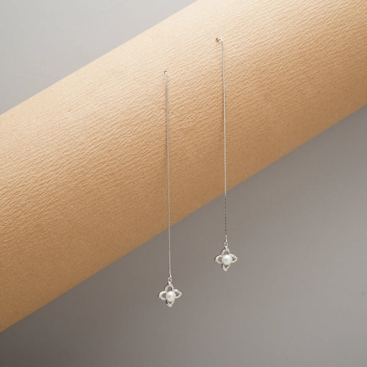 Snow Pearl Threader Earrings - tassyasilver.com