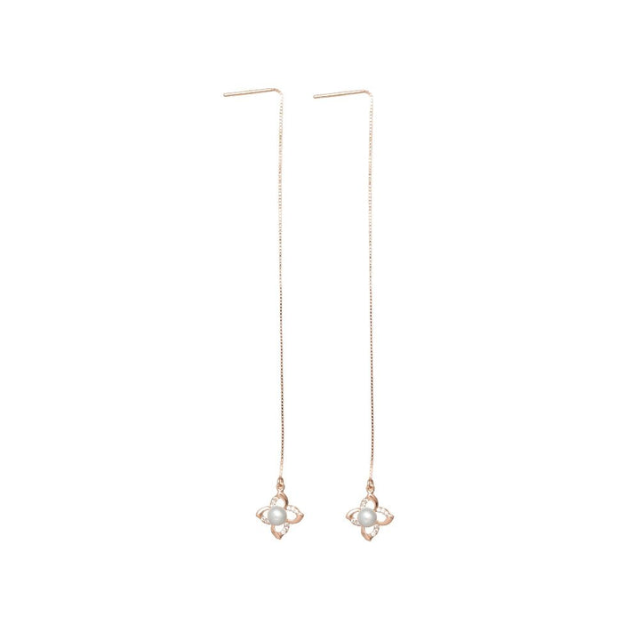 Snow Pearl Threader Earrings - tassyasilver.com