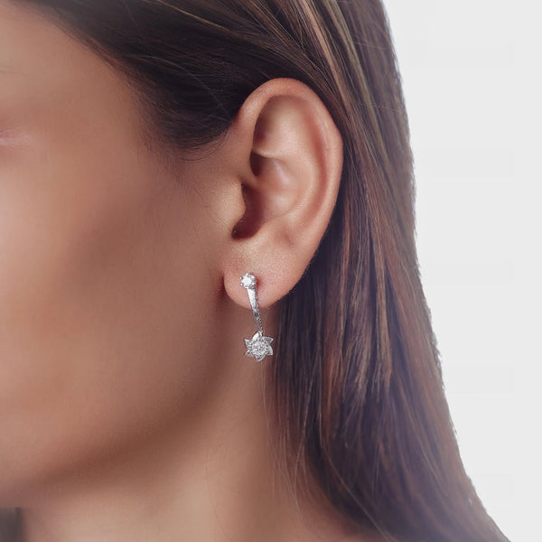 925 Silver Sparkle Bloom Drop Earrings