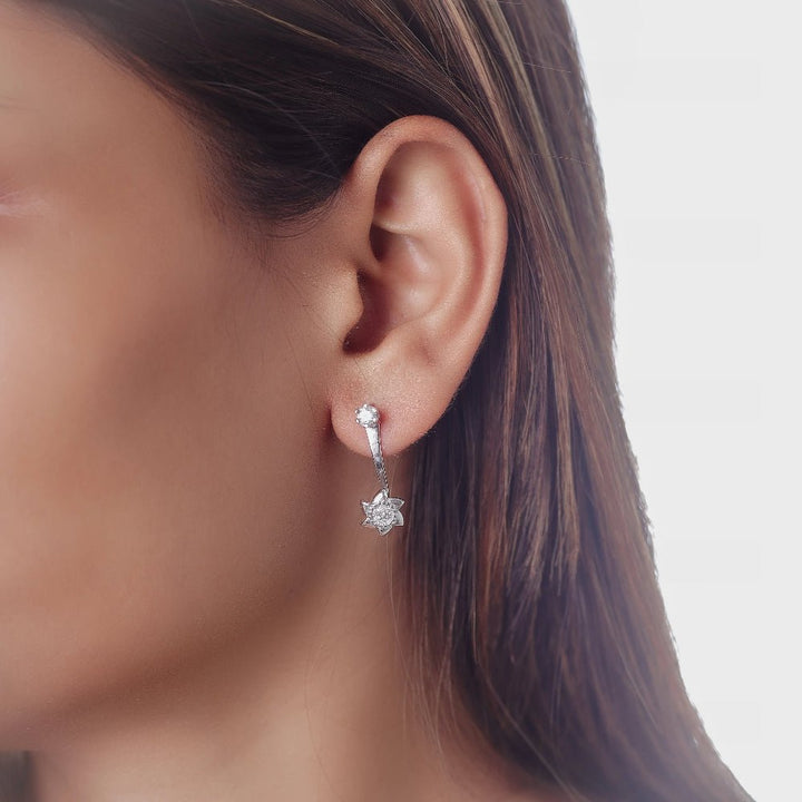 Tassya Silver Sparkle Bloom sterling silver drop earrings