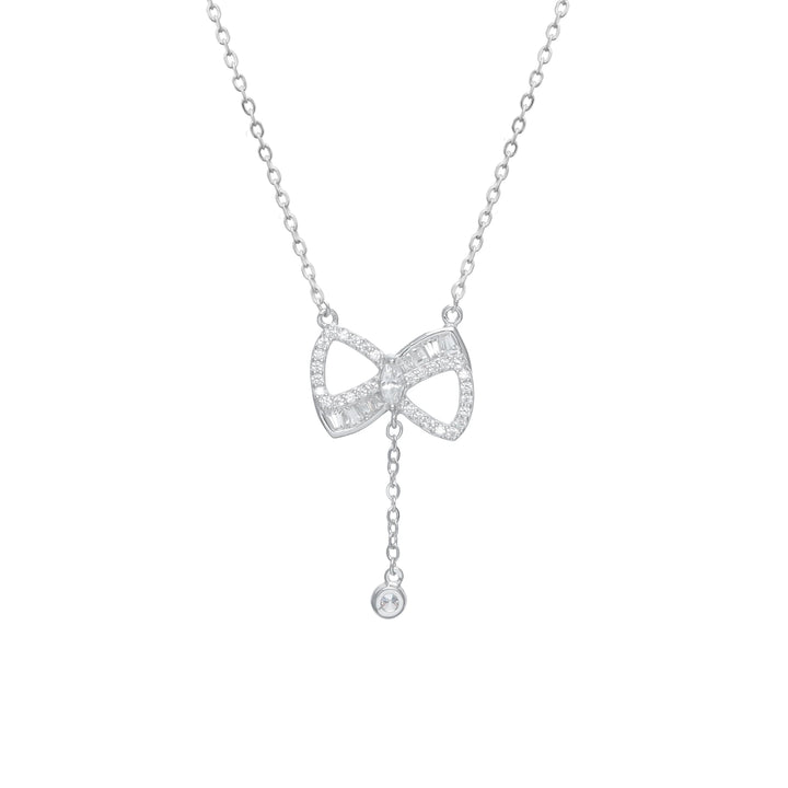 Sparkling Bow Chain Pendant - tassyasilver.com