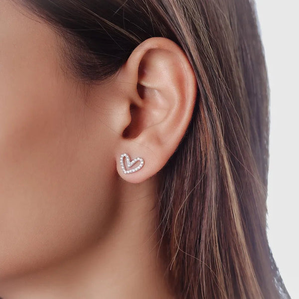 Tassya Silver Sparkling Heart sterling silver earring