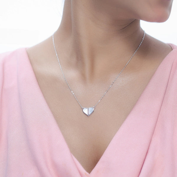 Tassya Silver Split Heart sterling silver chain pendant