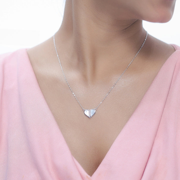 Tassya Silver Split Heart sterling silver chain pendant