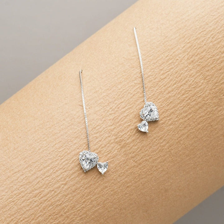 Sweetheart Sparkle Threader Earrings - tassyasilver.com