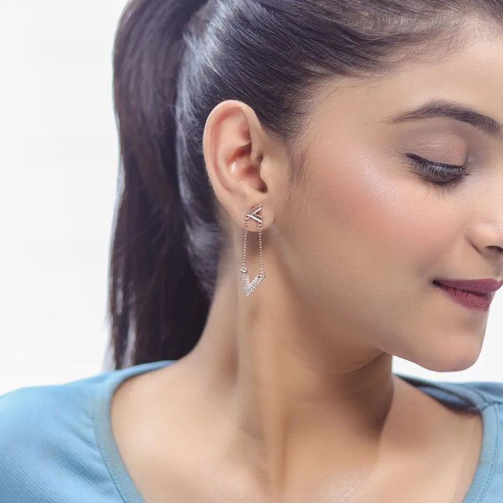 Verve V Drop Earrings - tassyasilver.com
