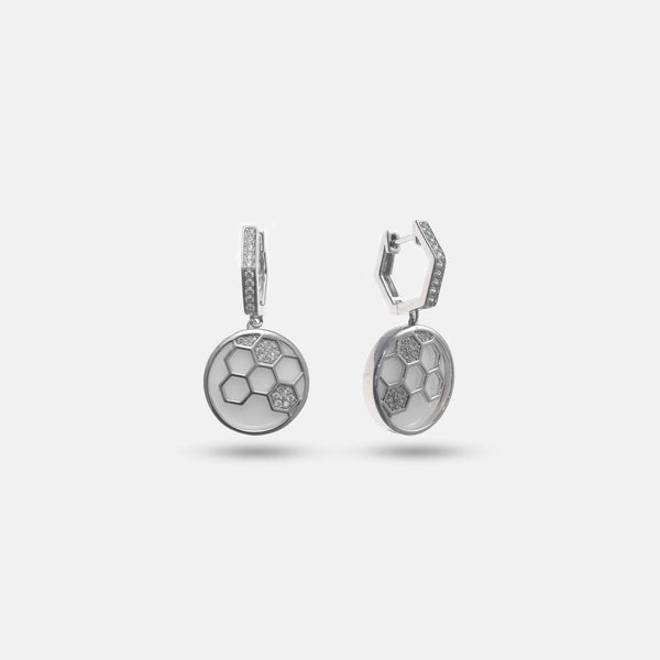 White Hexa Drop Hoops - tassyasilver.com